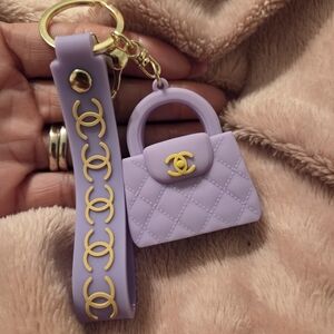 Lavender Mini Bag Keychain with Gold Accents